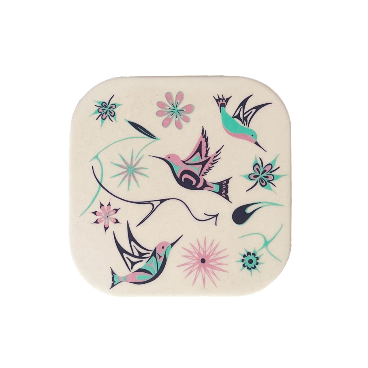 Coasters - Bamboo - Set of 4 - Hummingbirds