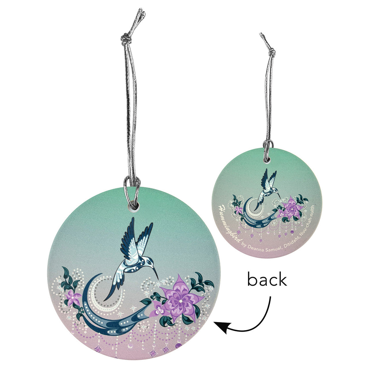 Ornament - Ceramic - Flat - Hummingbird (Teal/Purple)