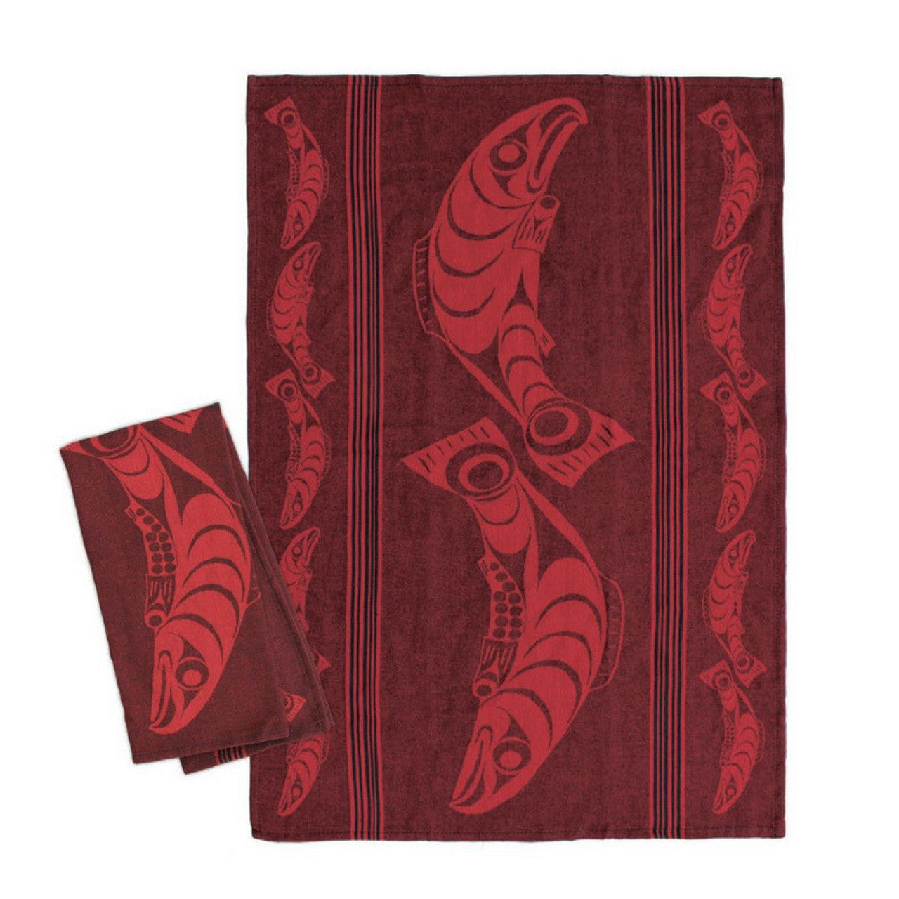 Tea Towel - Jacquard - Salmon - Red
