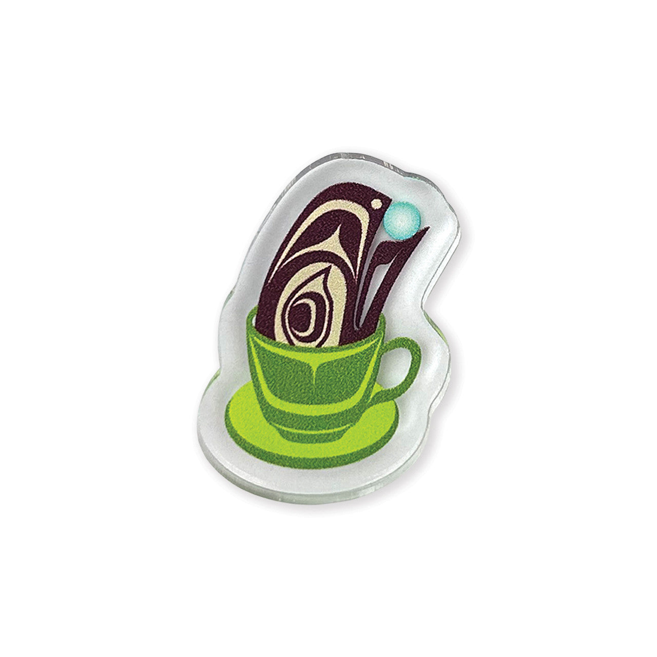 Acrylic Pin - *Raven Steals the Light in a Coffee Mug