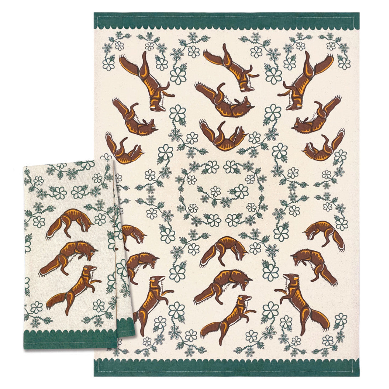 Tea Towel - Unbleached - Foxes (Wagooshna)