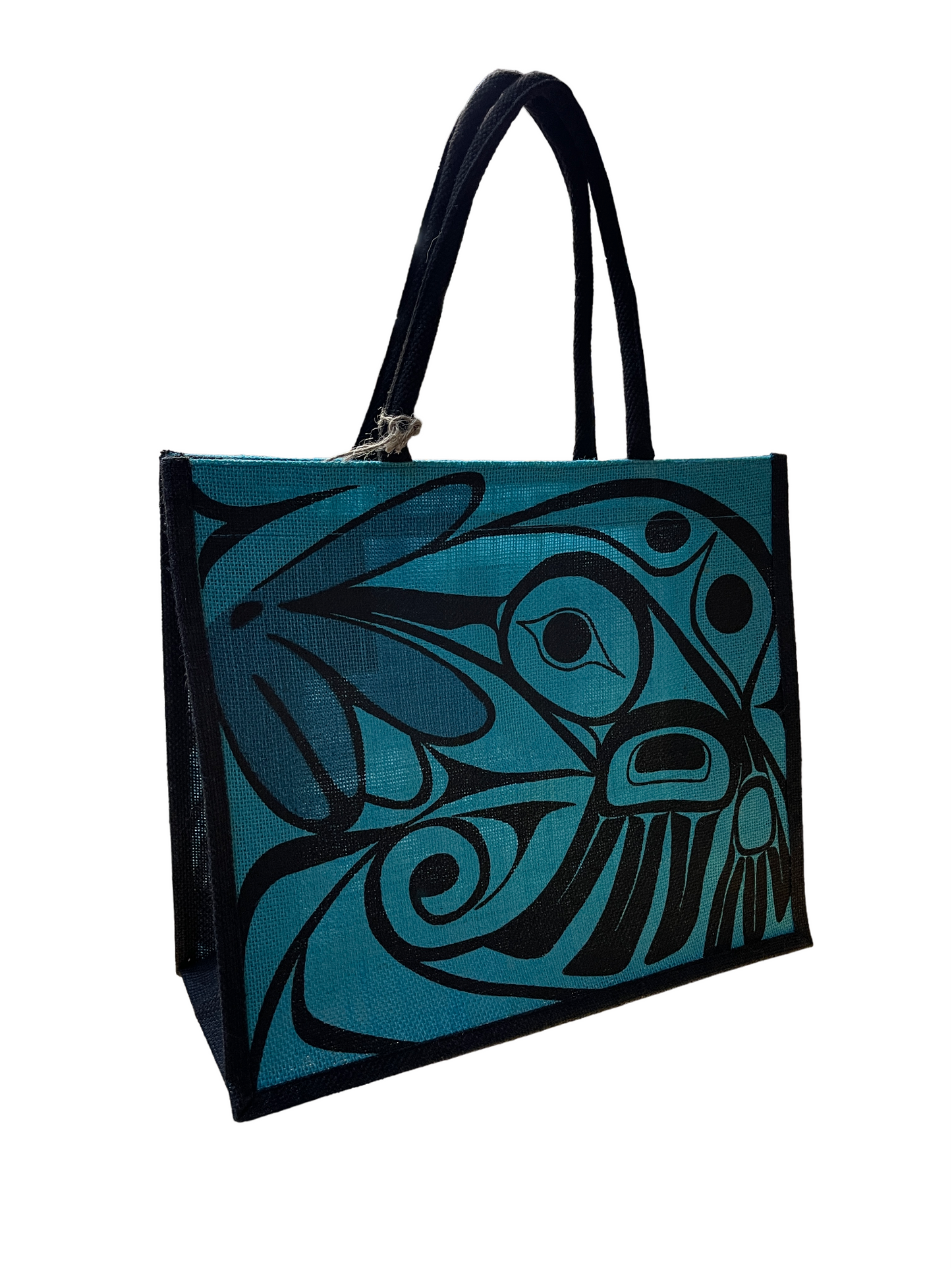 Tote Bag - Jute - Hummingbird - Blue
