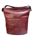 Purse - Bucket Zip Top - Cowhide - Maroon