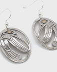 Earrings - Gold & Silver - Oval - Hummingbird