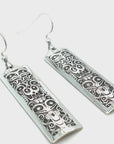 Earrings - Sterling Silver - Rectangle - Eagle & Bear
