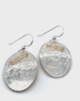 Earrings - Gold & Silver - Oval - Eagle