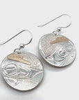 Earrings - Gold & Silver - Oval - Hummingbirds