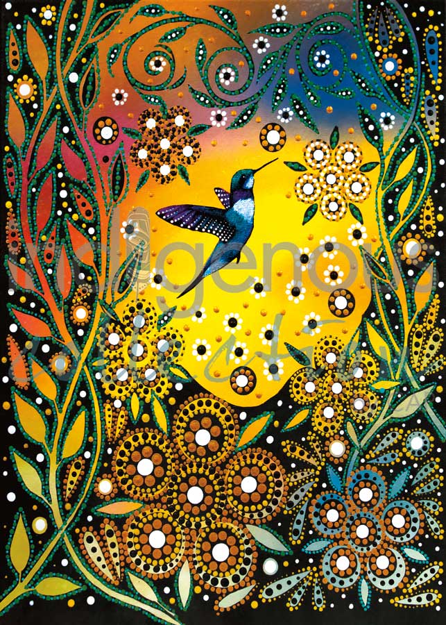 Card - Albert - Hummingbird and Flowers - 6x9