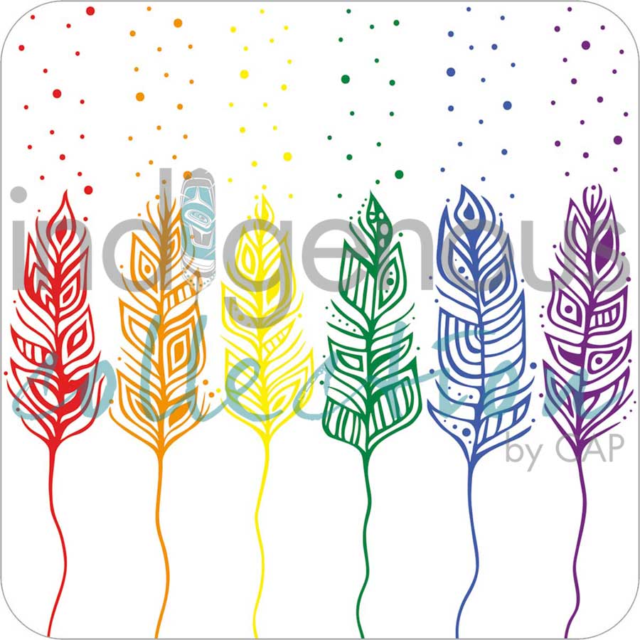 Coasters - Cork - Set of 4 - Pride Feathers