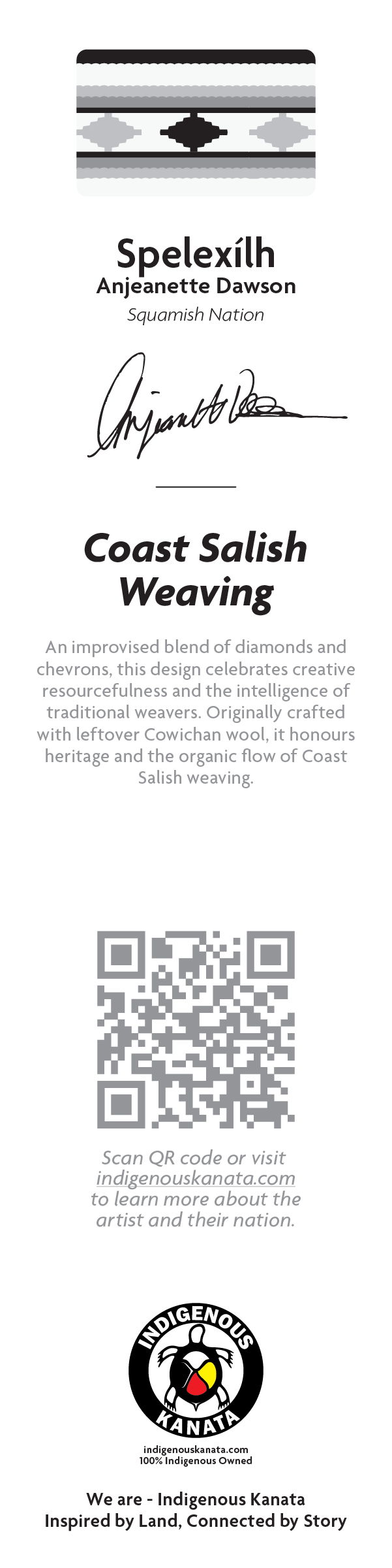 Bookmark - Coast Salish Weaving - Grey