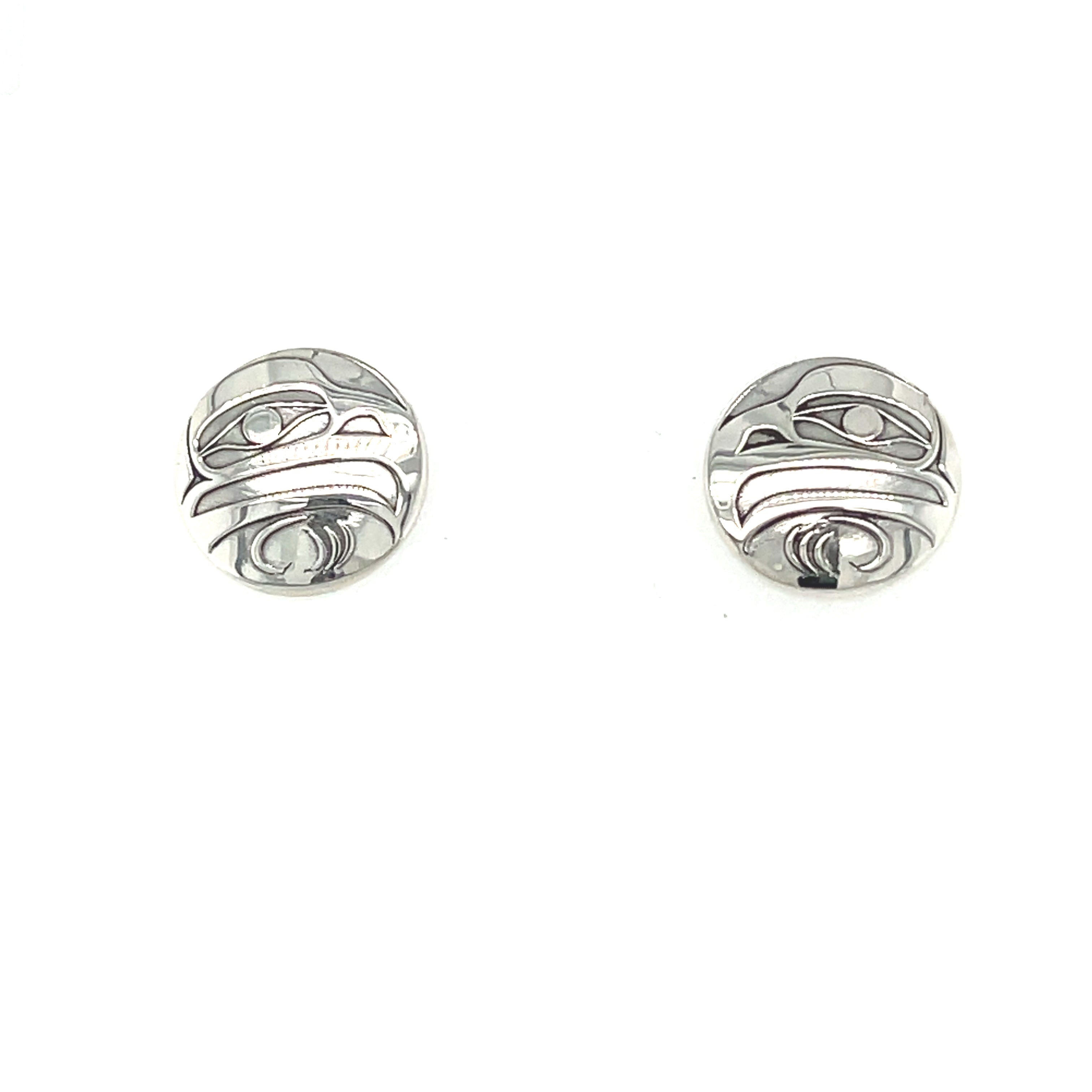 Earrings - Sterling Silver - Round Studs - Eagle
