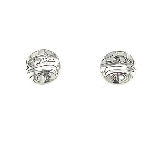 Earrings - Sterling Silver - Round Studs - Eagle