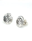 Earrings - Sterling Silver - Round Studs - Eagle