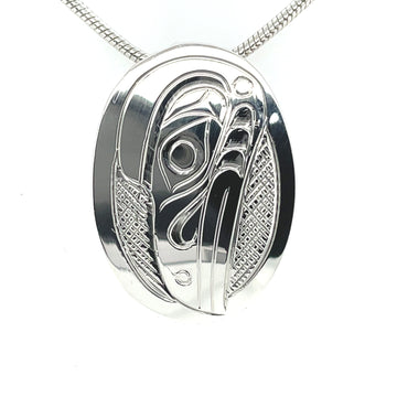 Pendant - Sterling Silver - Oval - Raven - Small