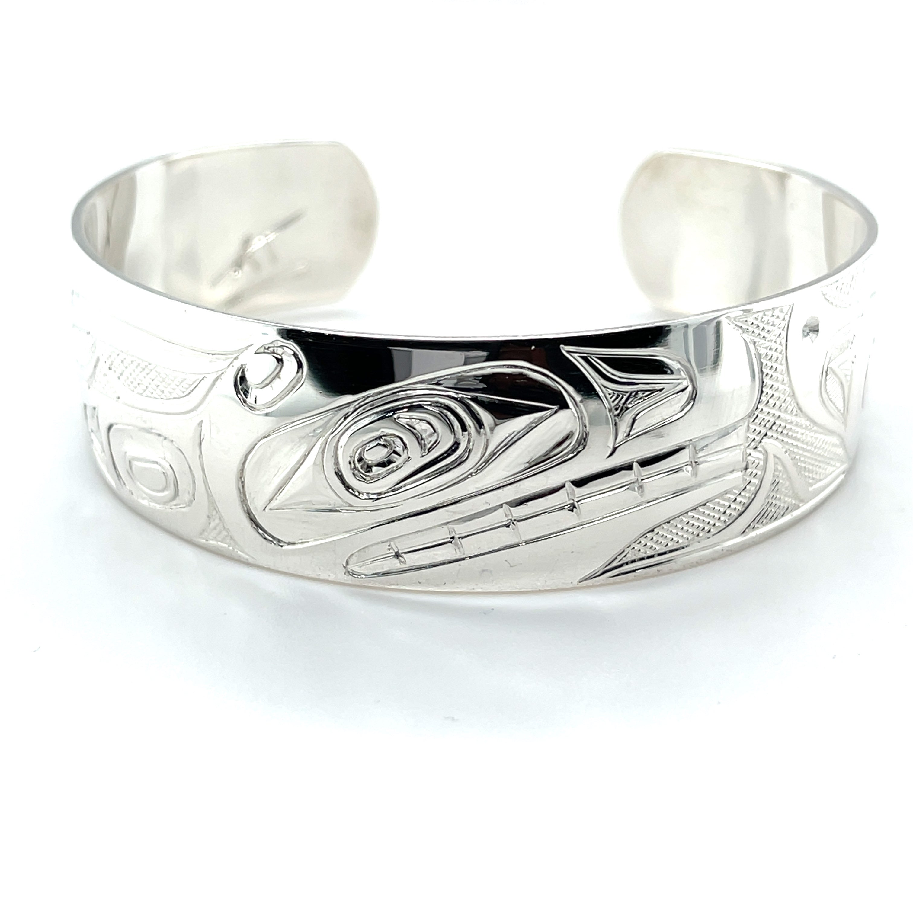 Bracelet - Sterling Silver - 3/4&quot; - Orca with Raven Fin