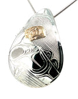 Pendant - Gold & Silver - Teardrop - Raven - Large