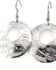 Earrings - Sterling Silver - Round Stencil - Raven