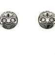 Earrings - Sterling Silver - Round Studs - Frog