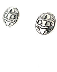 Earrings - Sterling Silver - Round Studs - Frog