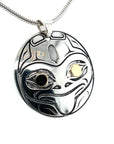 Pendant - Gold & Silver - Round - Frog