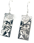Earrings - Sterling Silver - Rectangle - Wolf Raven