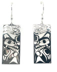 Earrings - Sterling Silver - Rectangle - Wolf Raven