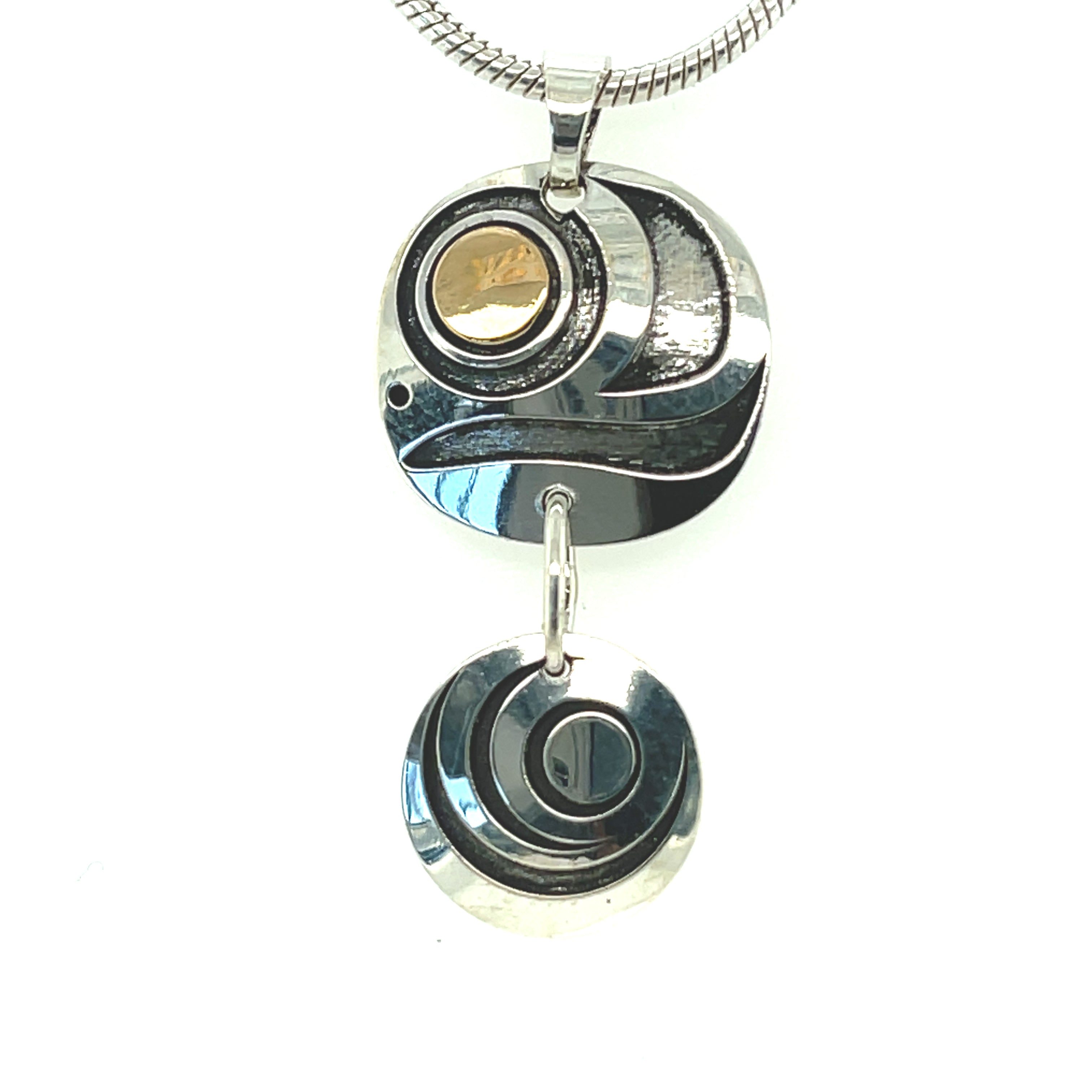 Pendant - Gold &amp; Silver - Salmon Cycle
