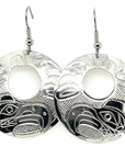 Earrings - Sterling Silver - Round Stencil - Eagle - XL