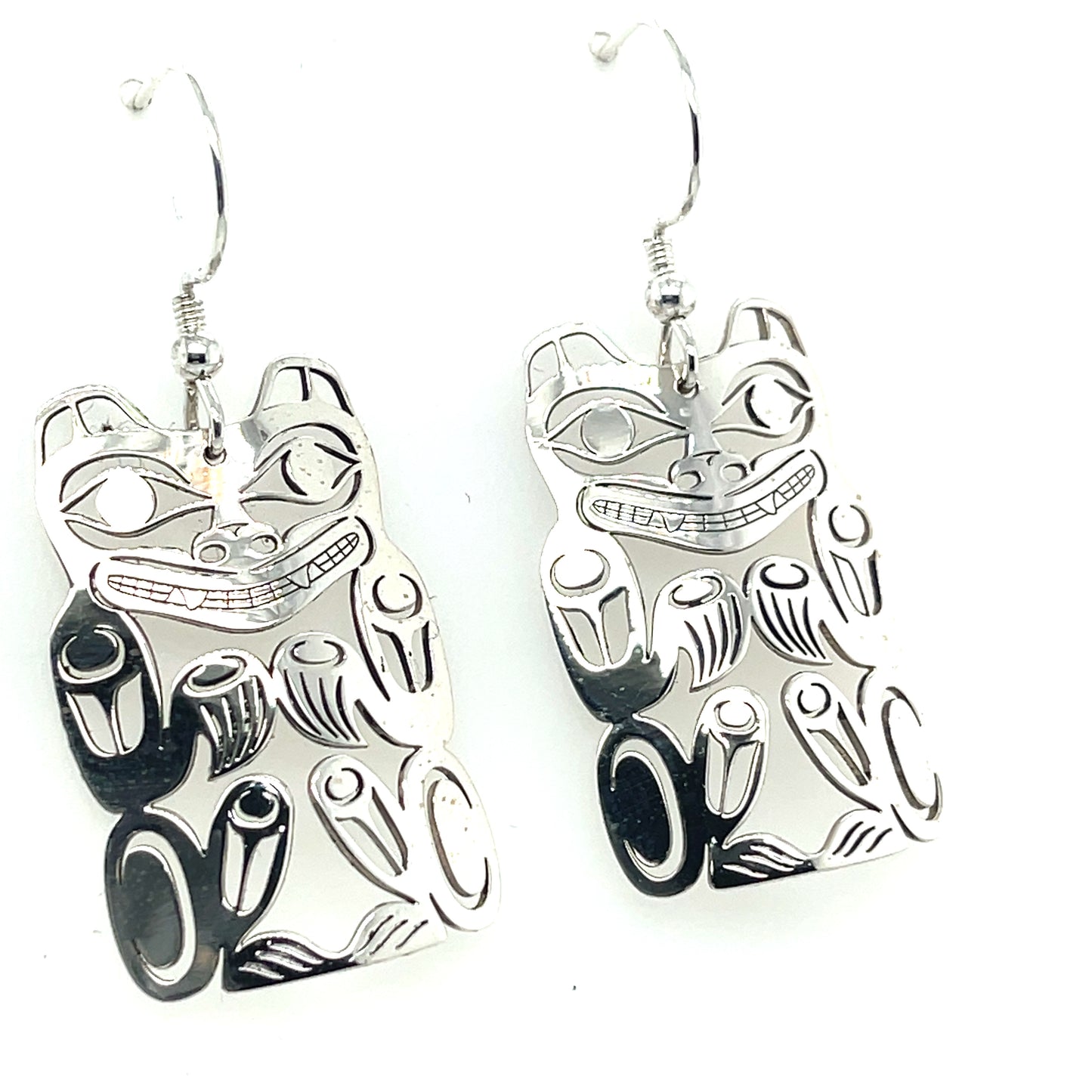 Earrings - Sterling Silver - Cutout - Bear