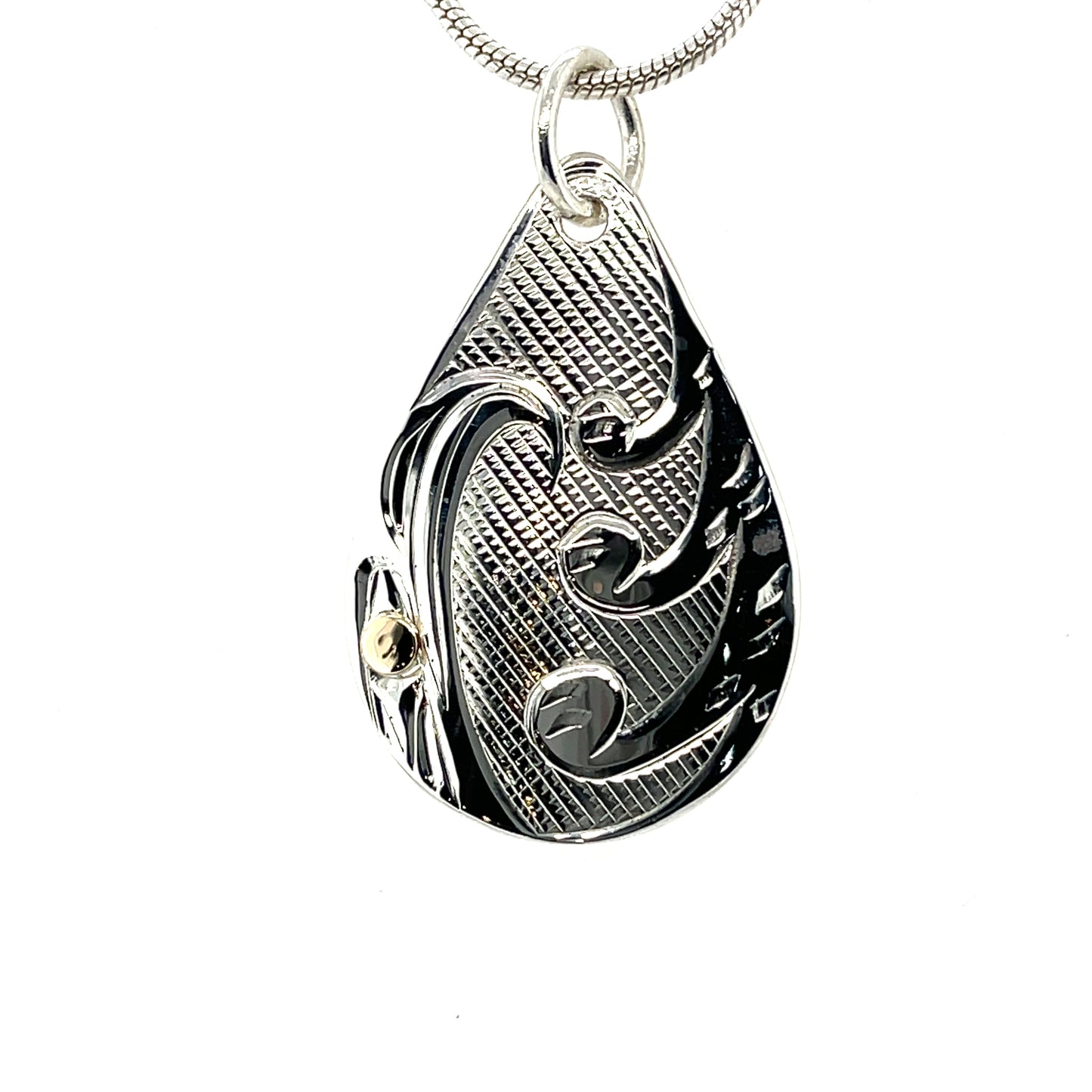 Pendant - Gold & Silver - Teardrop - Eagle & Cedar