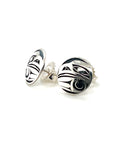 Earrings - Sterling Silver - Round Studs - Raven