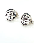Earrings - Sterling Silver - Round Studs - Raven