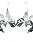 Earrings - Sterling Silver - Cutout - Double Finned Orca