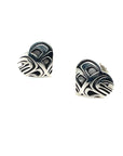 Earrings - Sterling Silver - Heart Studs - Raven