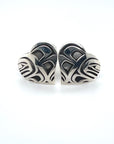 Earrings - Sterling Silver - Heart Studs - Raven