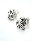 Earrings - Sterling Silver - Heart Studs - Raven
