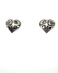 Earrings - Sterling Silver - Heart Studs - Raven