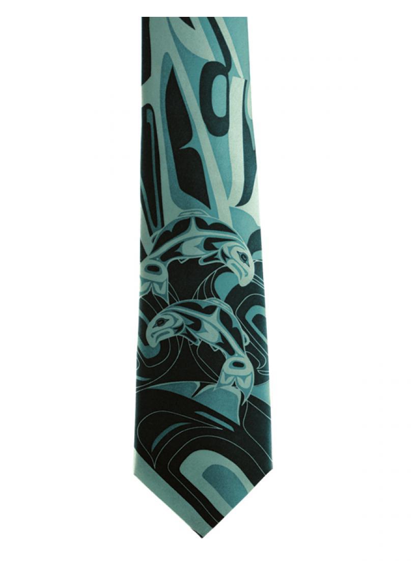 Tie - Silk - Salmon - Teal
