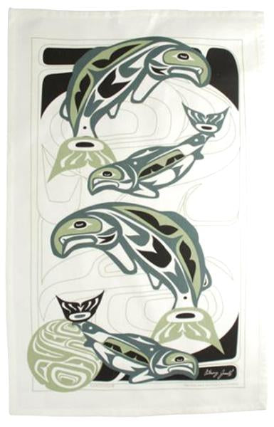 Tea Towel - Green Salmon