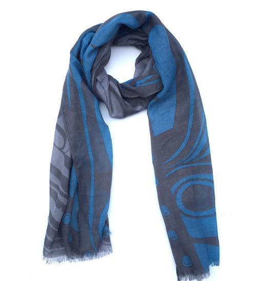 Shawl - Poly Woven - Raven - Blue & Grey