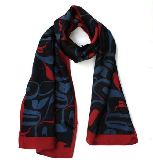 Scarf - Silk - Eagle - Navy &amp; Red