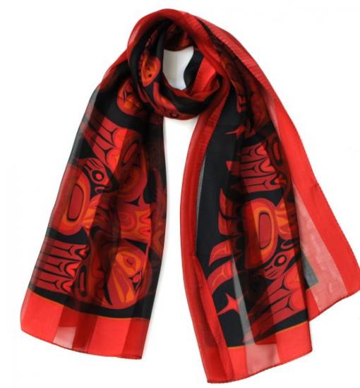 Scarf - Silk - Raven - Red