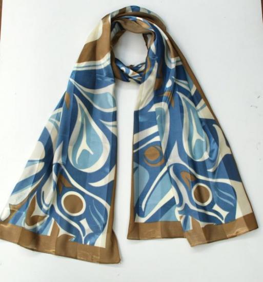 Scarf - Poly Satin - Raven - Blue