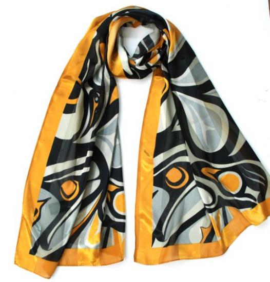 Scarf - Poly Satin - Raven - Gold