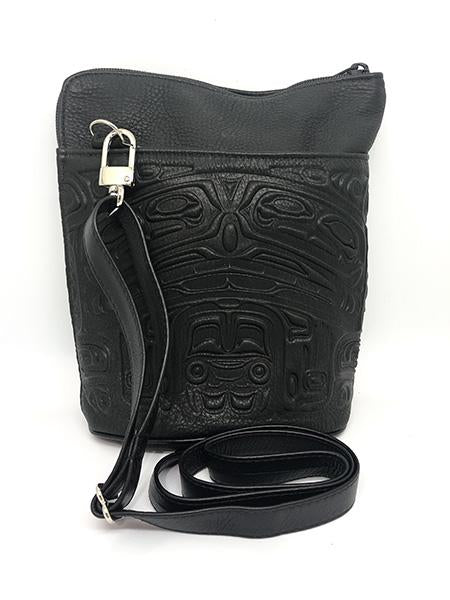 Purse - Compact Crossbody - Deerskin - Bear - Black