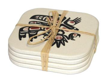 Coasters - Bamboo - Set of 4 - Running Raven