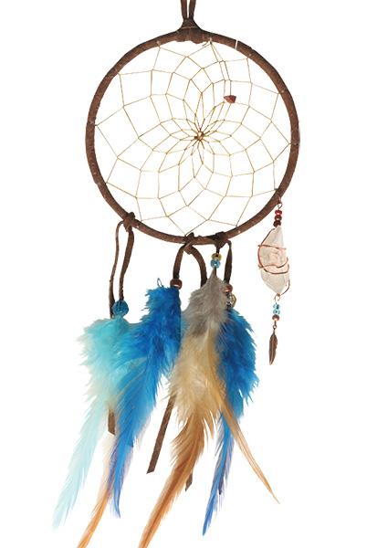 Dream Catcher - 4&quot; - Brown and Turquoise