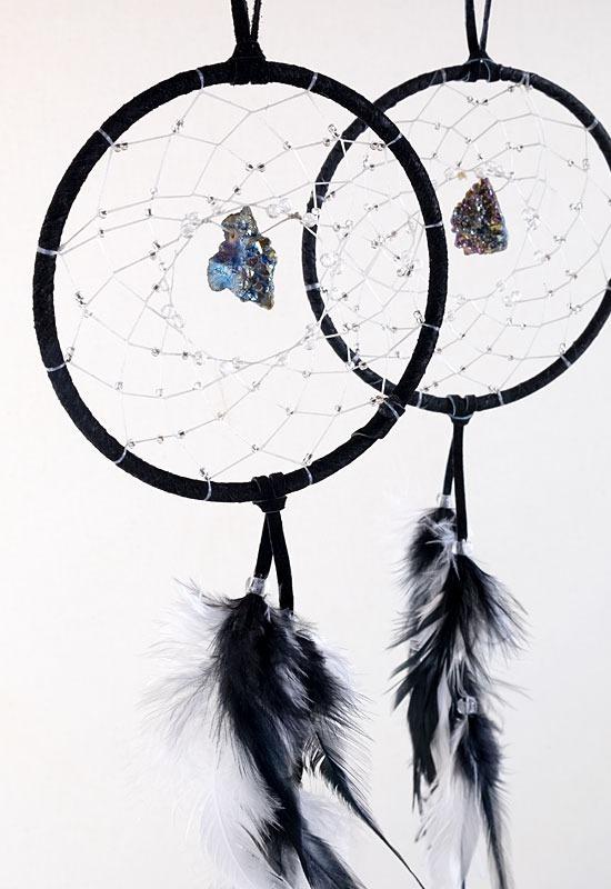 Dream Catcher - 4" - Druzy - Black