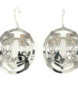 Earrings - Sterling Silver - Oval Stencil - Frog