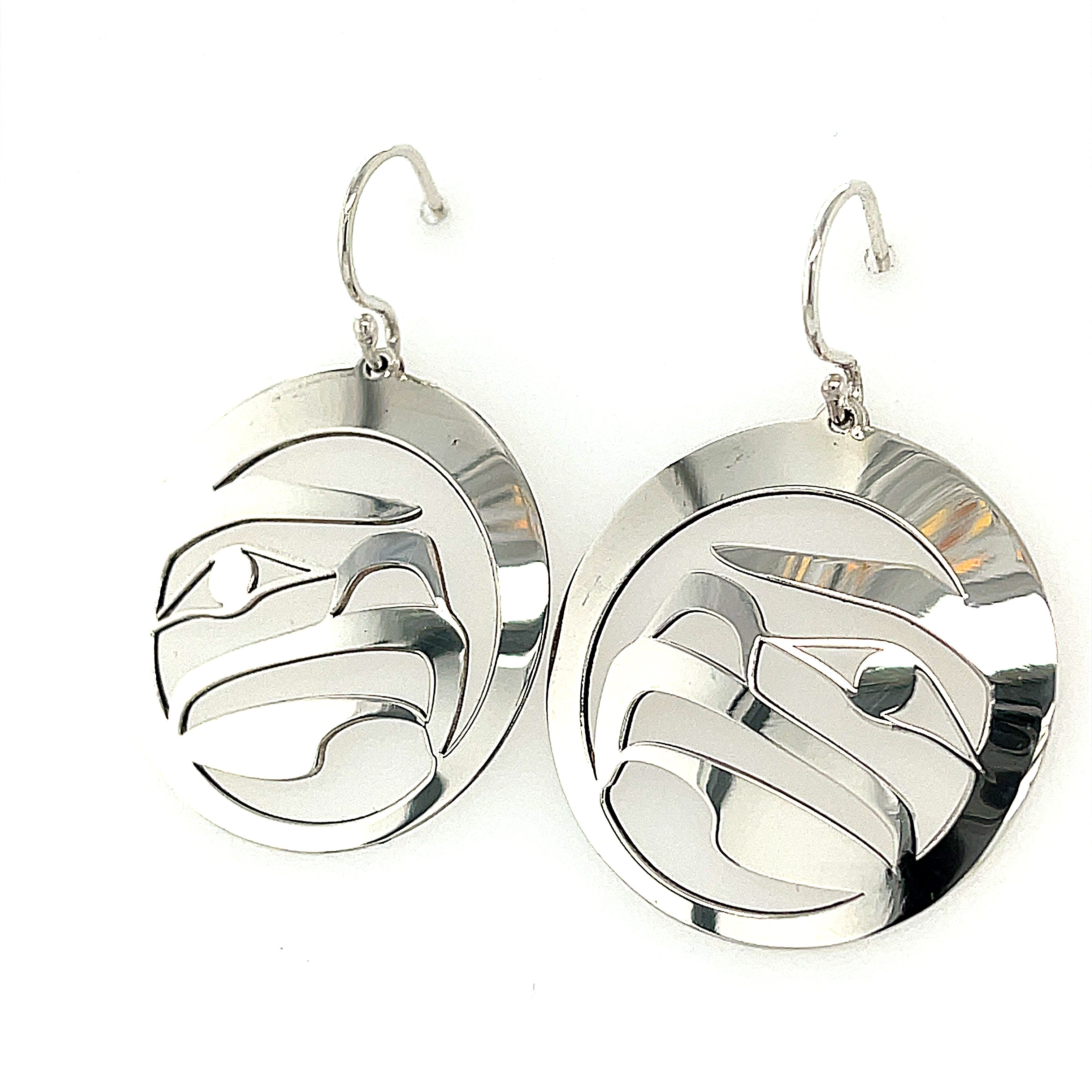 Earrings - Sterling Silver - Round - Eagle Moon
